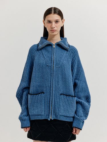 XTO Zipped Knit Cardigan - Navy - EENK - Modalova