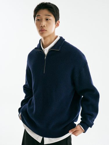 Mild Cotton Half Zip-Up Knit Sweater _ 4 Colors - THE KNIT COMPANY - Modalova