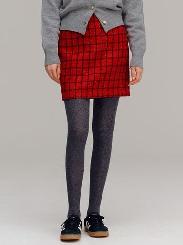 Karls H-line Tweed Skirt_Red - AND YOU - Modalova