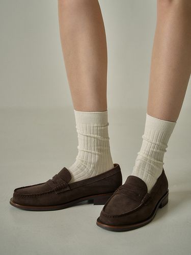 Vintage Penny Loafers _ Suede Brown - FACADE PATTERN - Modalova