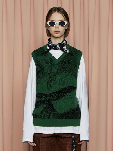 Graphic Knit Vest - Green - UNALLOYED - Modalova