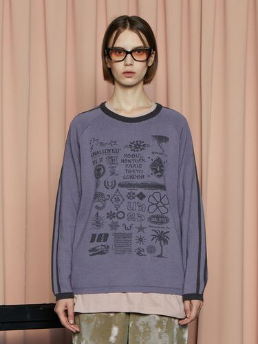 Line Graphic Knit Sweater - Purple - UNALLOYED - Modalova