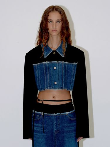 Denim Mixed Jacket - Black - DIAGONAL - Modalova