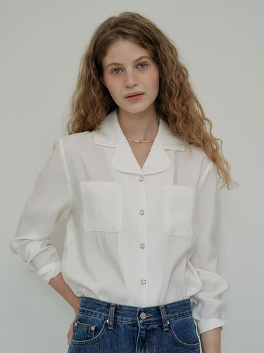 Pocket Open Collar Blouse - ANEDIT - Modalova