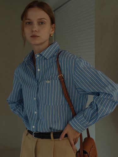 Better Embroidery Stripe Cotton Shirt_Blue - KNOWN BETTER - Modalova