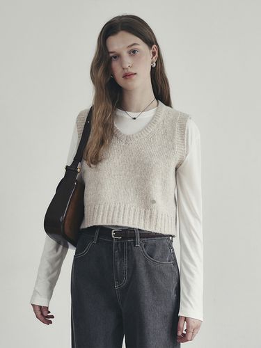 V-neck Crop Wool Knit Vest - LOEIL - Modalova