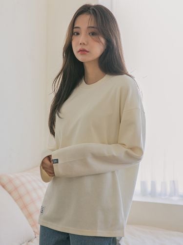 Double Cotton Basic Oversized Long Sleeve T-shirt - alvinclo - Modalova