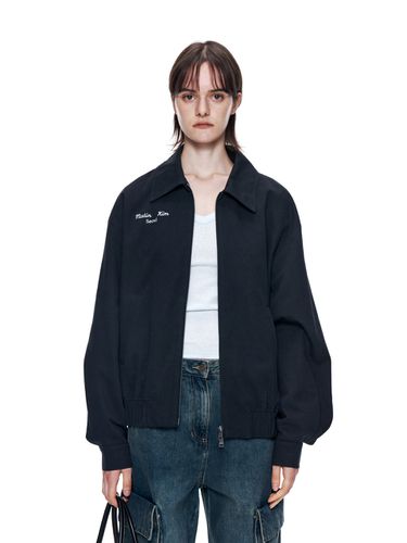 Lettering Drizzler Jacket - Navy - Matin Kim - Modalova