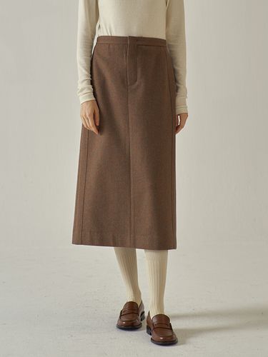 Melange Wool Line Skirt - FACADE PATTERN - Modalova