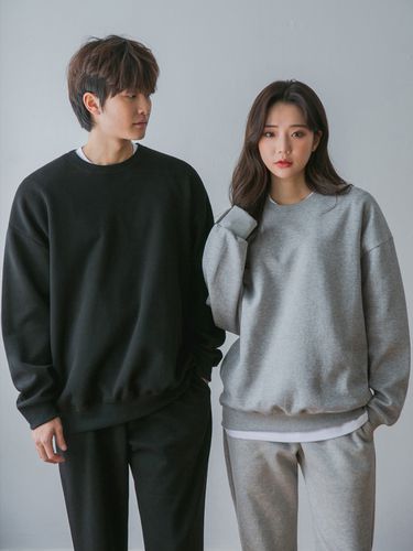 Basic Oversized Fit Double Cotton Sweatshirt - alvinclo - Modalova