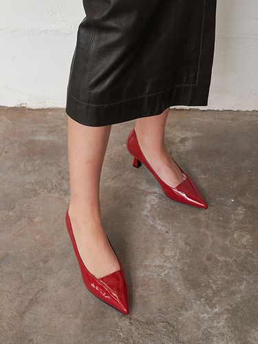 Nana Leather Pumps_Red - blanc sur blanc - Modalova