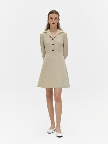 Long-sleeved Button Dress - Beige - DEPOUND - Modalova