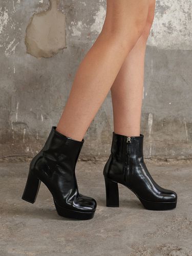 Luna Platform Ankle Boots_Black - blanc sur blanc - Modalova