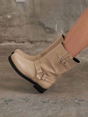 Noah Biker Boots_Beige - blanc sur blanc - Modalova