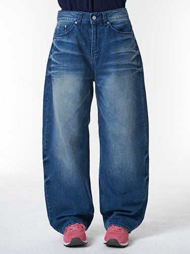 D600 Balloon Fit Seascent Washed Denim Pants _Blue - DEEP SENSE - Modalova