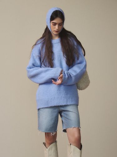 Furry Woolpaca Overfit Knit - Blue - oursaalty - Modalova