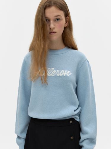 Lettering Puff Sleeve Knit Top - DEPOUND - Modalova