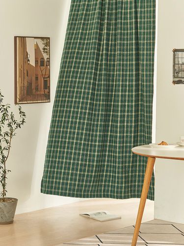 Green Fleece Check Curtain - DECOVIEW - Modalova