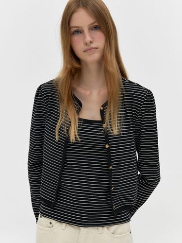 Stripe Cardigan and Sleeveless Top Set - DEPOUND - Modalova