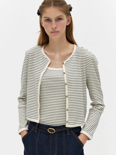 Stripe Cardigan and Sleeveless Top Set - DEPOUND - Modalova