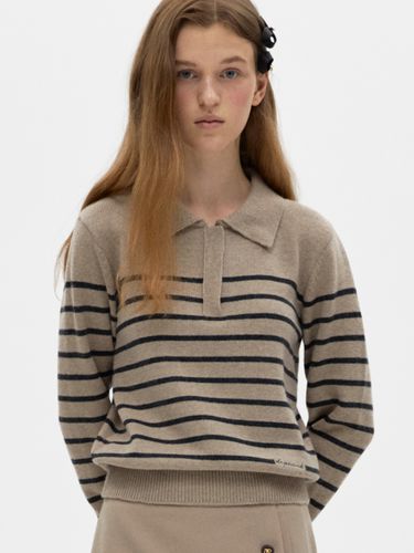 Stripe Collar Pullover Top - DEPOUND - Modalova