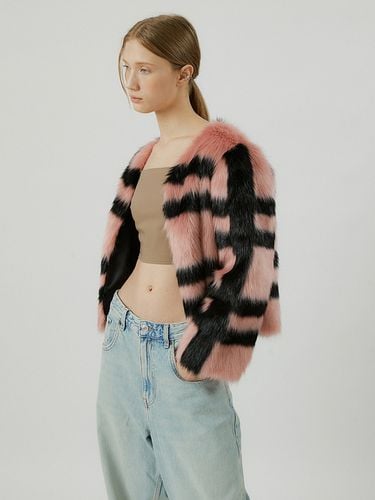 Cindy Stripe Pattern Fur Jacket () - molliolli - Modalova