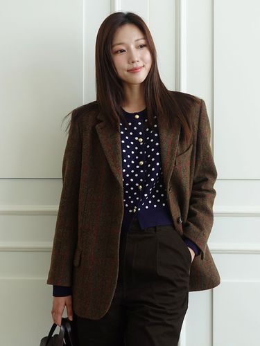 Herringbone Check Wool Jacket - (AEJA3F004K2) - a.t.corner - Modalova