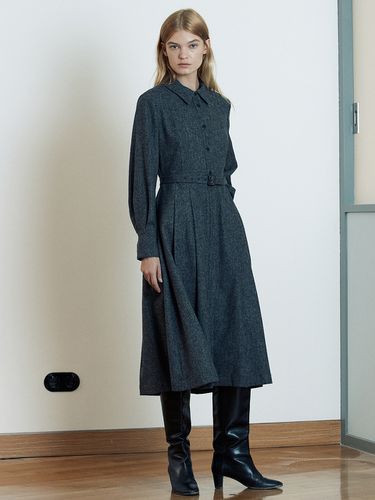 Day-Wool] Wool-blend Belted Shirt Dress - FRONTROW - Modalova