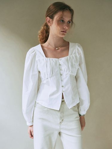 Square Neck Shirred Blouse - YAN13 - Modalova