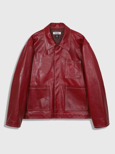 Stitch Leather Jacket_Burgundy - 86d - Modalova