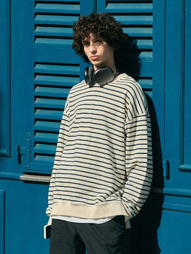 Stripe Slit Sweatshirt T-shirt (2 Color) - Fluke - Modalova