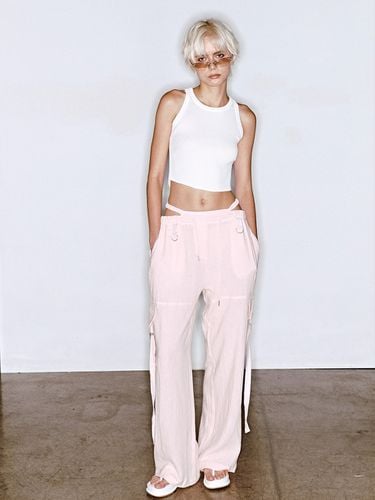 Linen Cut Out Pants_Pink - ASURA - Modalova