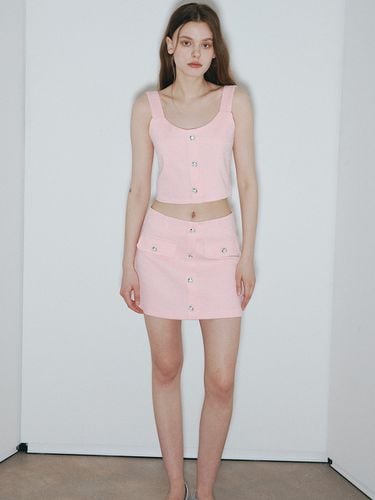 Moss Tweed Skirt_Pink - ASURA - Modalova