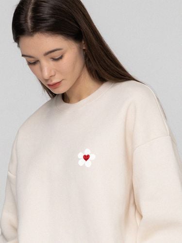 UNISEX] Flower Heart Logo Smile Sweatshirt - GRAVER - Modalova