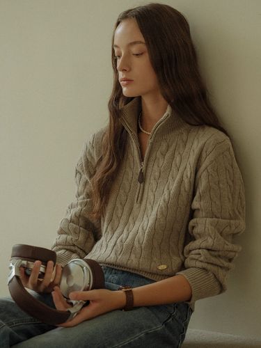 Super Fine Wool Cable Knit - Brown - TILLIDIE - Modalova