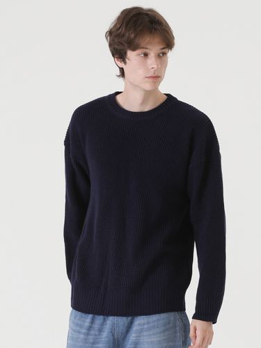 Crew-neck Knit Sweater [Navy] - PEPPERSEASONING - Modalova