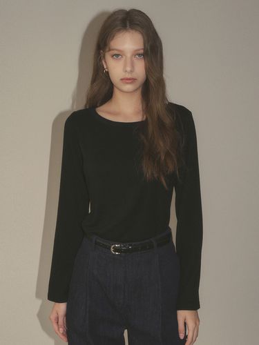 Boatneck Wool T-shirt - Black - Siyazu - Modalova