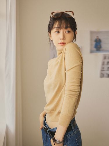 Wool Turtleneck Knit - Beige - Siyazu - Modalova