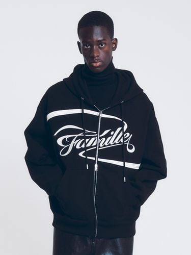 Embroidery Logo Full Zip Hoodie_Black - FAMILLE - Modalova