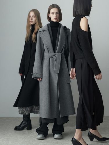 Handmade Wool Blend Coat_Gray - RE RHEE - Modalova