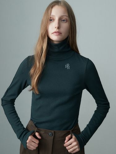 Logo Embroidered Turtleneck Top_Blue Green - RE RHEE - Modalova