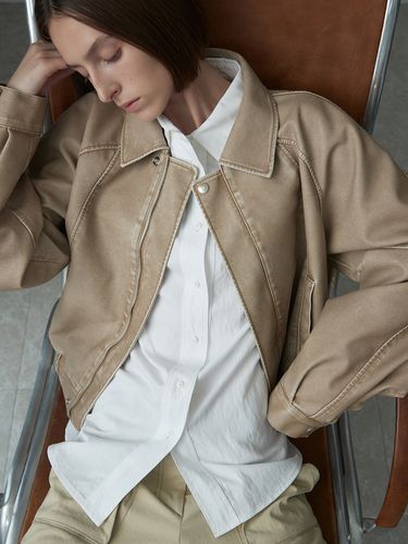 Washed Effect Bomber Jacket - RE RHEE - Modalova