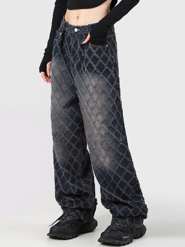 Buckle Wide Denim Pants Quilting_ - AVANDRESS - Modalova