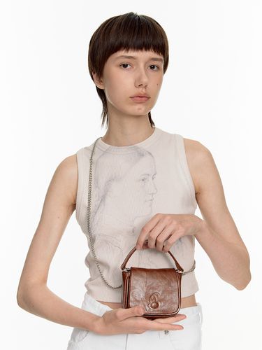 Crack Leather Micro Bag_Brown - FILLINTHEBLANK - Modalova