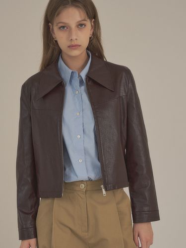 Fake Leather Cropped Jacket - Siyazu - Modalova