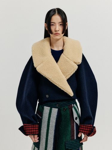 Xenon Cropped Pea Jacket - Navy - EENK - Modalova