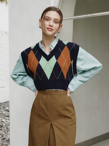 Moment Argyle Crop Sweater Vest - Atelier Nain - Modalova