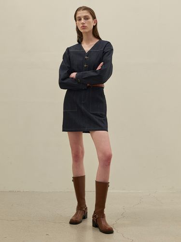 Selvedge V-neck Denim Mini Dress - Atelier Nain - Modalova