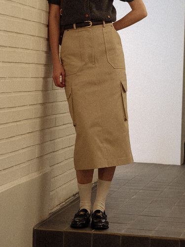 H-line Cargo Skirt - Beige - TILLIDIE - Modalova