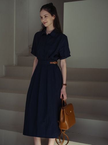 Roll Up Shirt Dress_Navy - TILLIDIE - Modalova